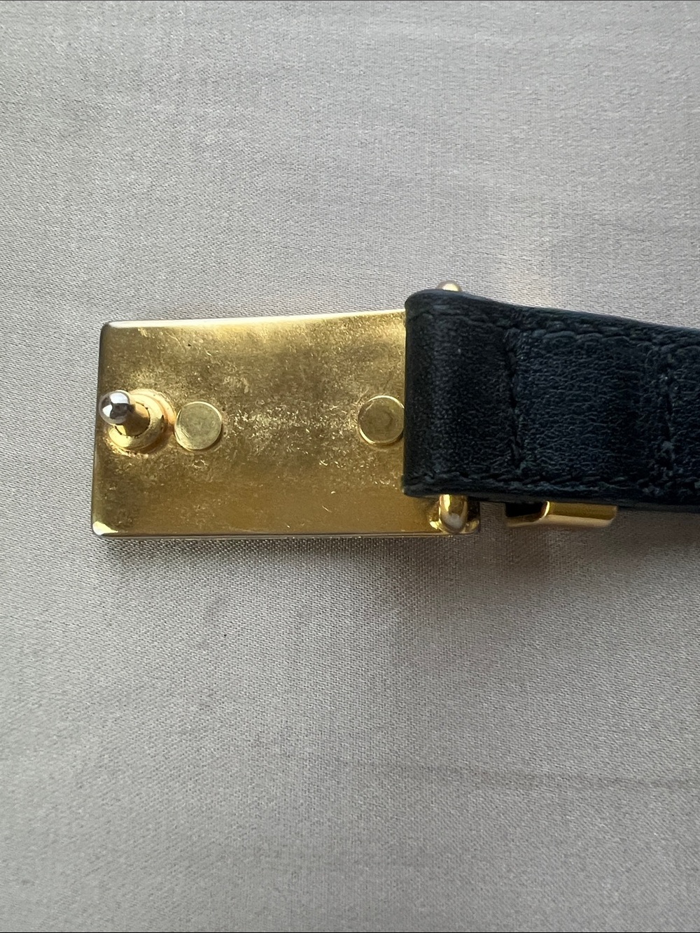 Versus By Versace Black Leather Belt with Gold-Tone Logo Buckle and Crystals - Picture 6 of 13